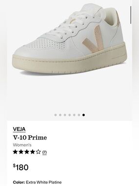VEJA V10 Prime Sneakers in Extra White Platine Rose Gold Orig $180 Exc Cond